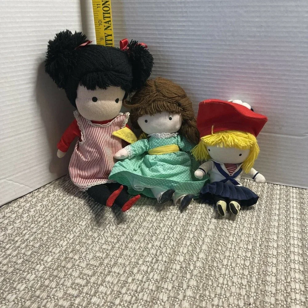 Vintage Set of 3 girl‎ female ragdolls